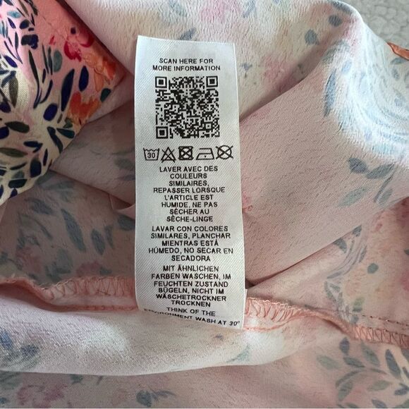 Topshop Salmon Floral Wrap Shirt Size 8 - Picture 9 of 11